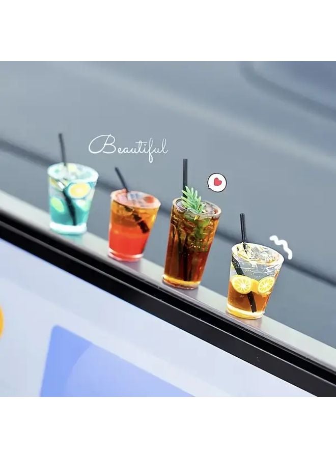 Set Of 4 Resin Miniature Car Dashboard Cup Ornaments With Adhesive Backing - Image 1